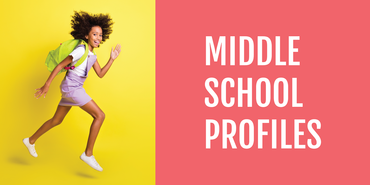 Middle School Profiles - Happy pre-teen jumping