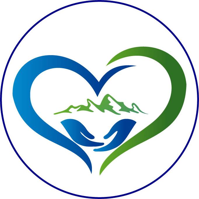 Break Bread logo blue and green heart and hands links to website