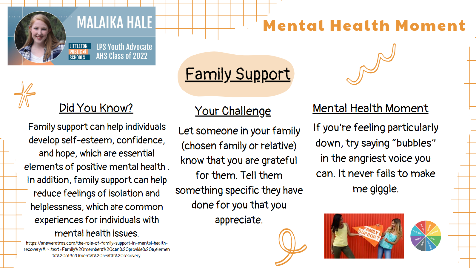 Mental Health Moments: Family Support - Malaika Hale LPS Youth Advocate AHS Class of 2022 (full text under the image)