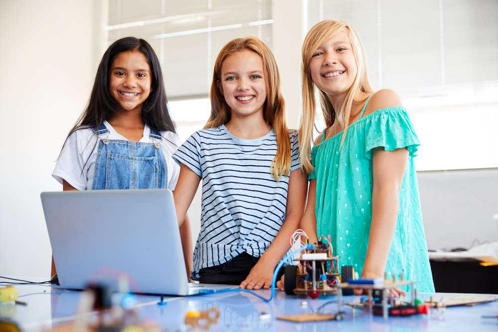 Happy Middle School girls - STEM