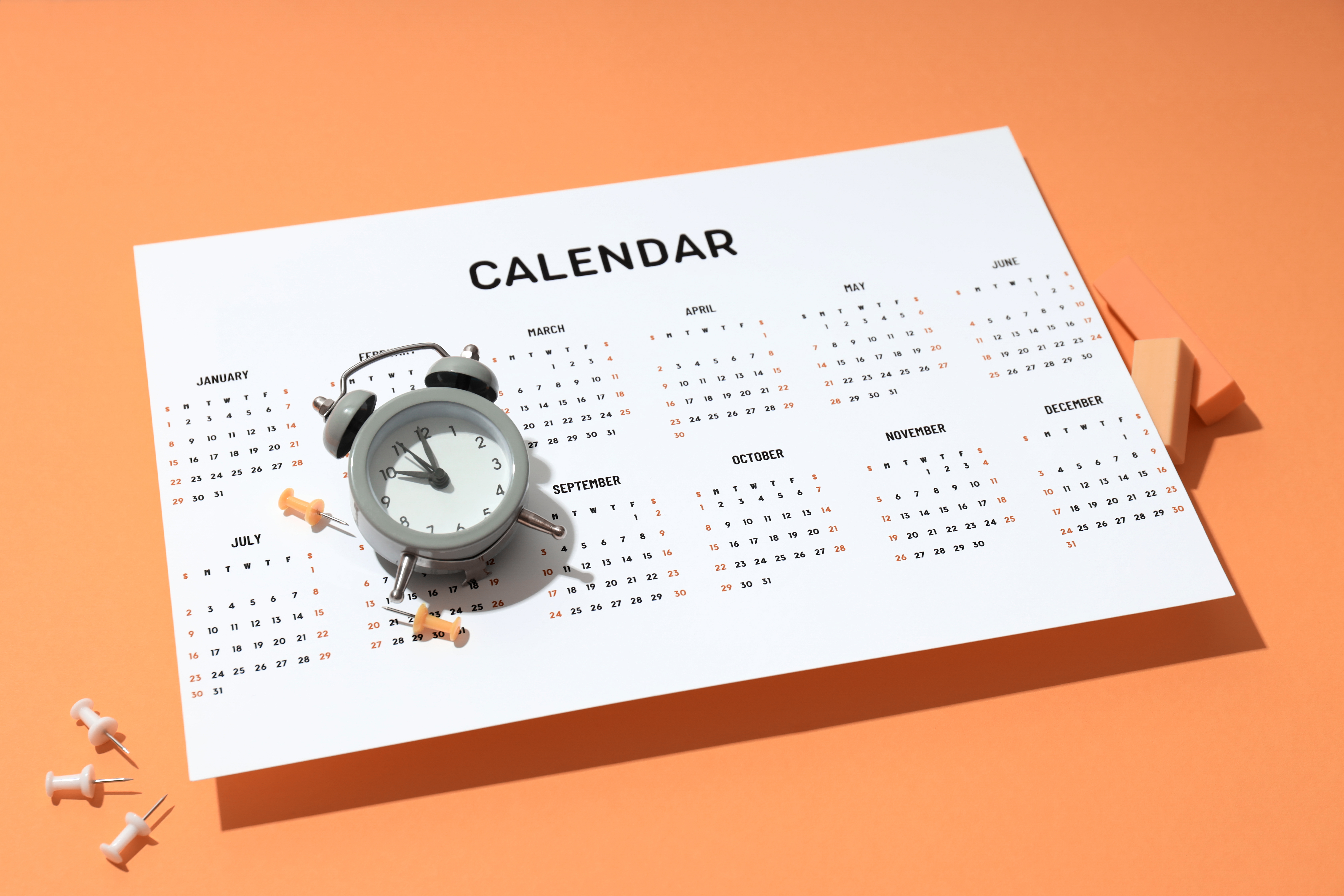 Calendar with alarm clock image