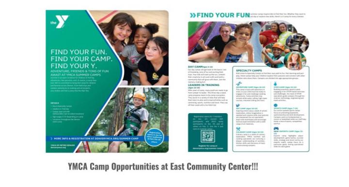 Information for summer camp opportunities through the YMCA at the community center