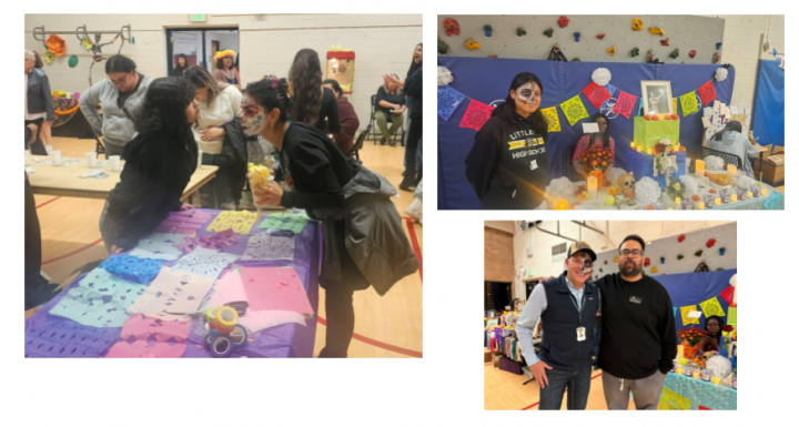 group photos of participants at the Dia de los Muertos event