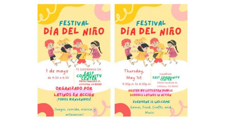 Flyer for May 1st event for Dia del Nino celebration 