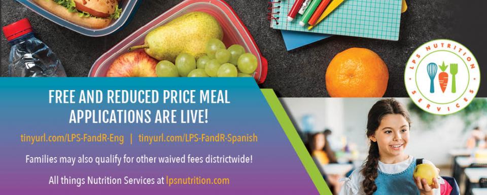 Free and Reduced Price Meal Applications are Live
